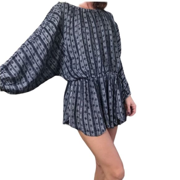 Free People Blue Boho Tunic Top size XS - Picture 2 of 7